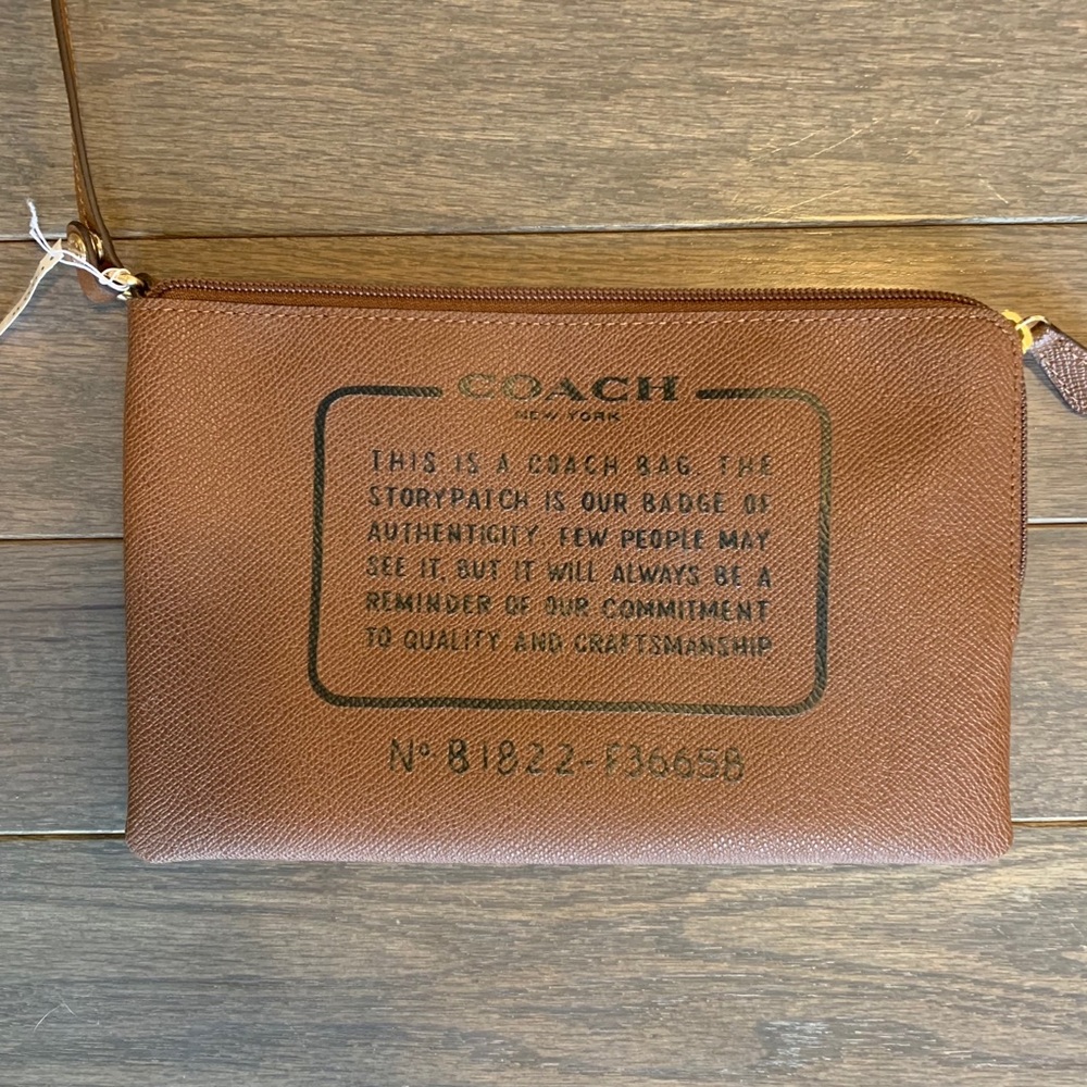 Coach Story Patch wristlet clutch with tag